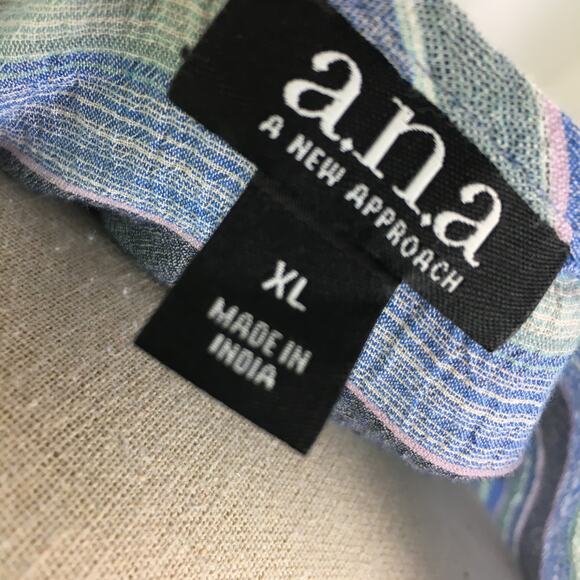 a.n.a button down tie off blouse cool stripe combo - Picture 10 of 16